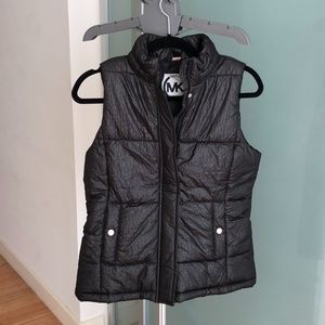 NWOT - Michael Kors Black Vest with Faux Fur Hood